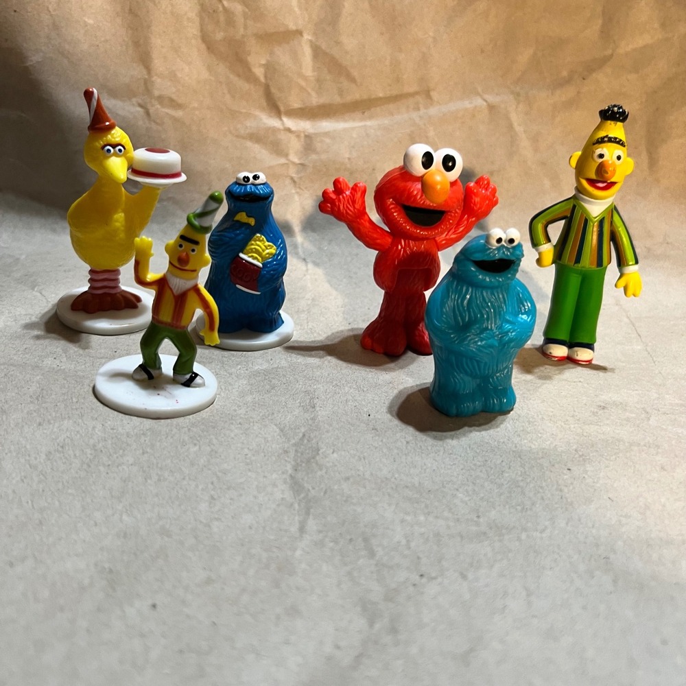Sesame Street 6pc Figure Set Elmo Cookie Monster Big Bird Bert Ernie Multicolor